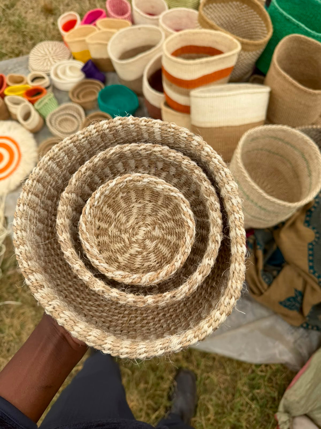 Two-Tone Nested Sisal Bowl Set (3-Piece)