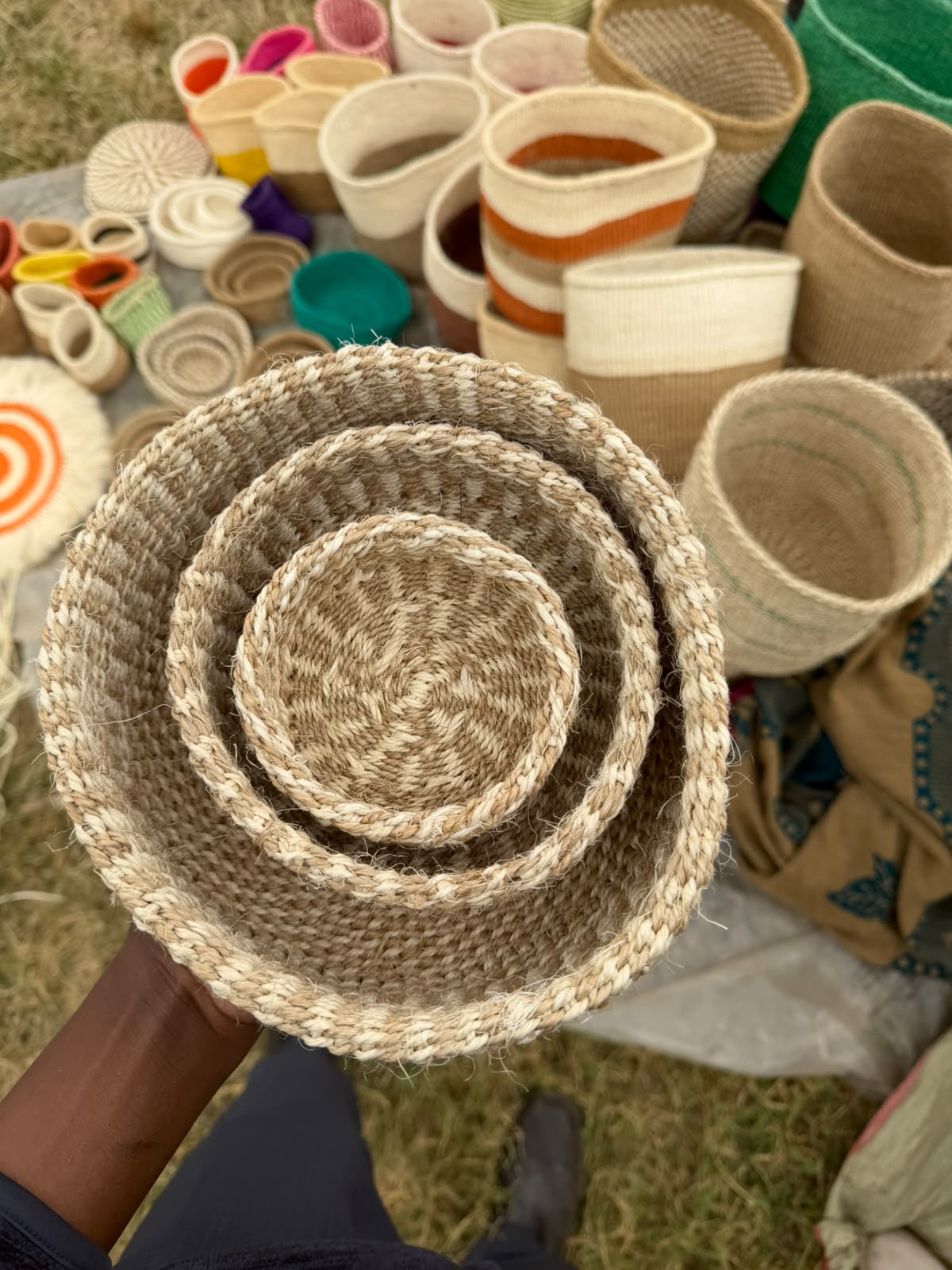Two-Tone Nested Sisal Bowl Set (3-Piece)