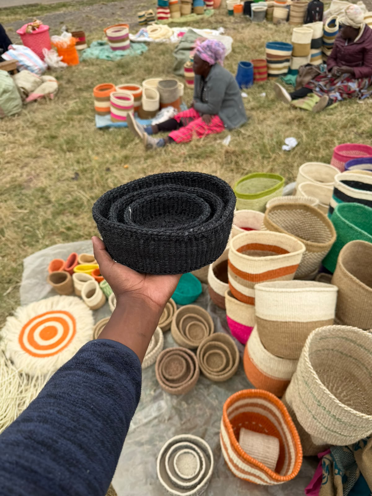 Black Nested Sisal Bowl Set (3-Piece)