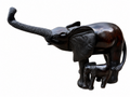 Carved Hardwood Elephant &amp; Calf Sculpture