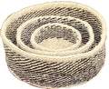 Herringbone Black &amp; White Nested Sisal Bowl Set (3-Piece)