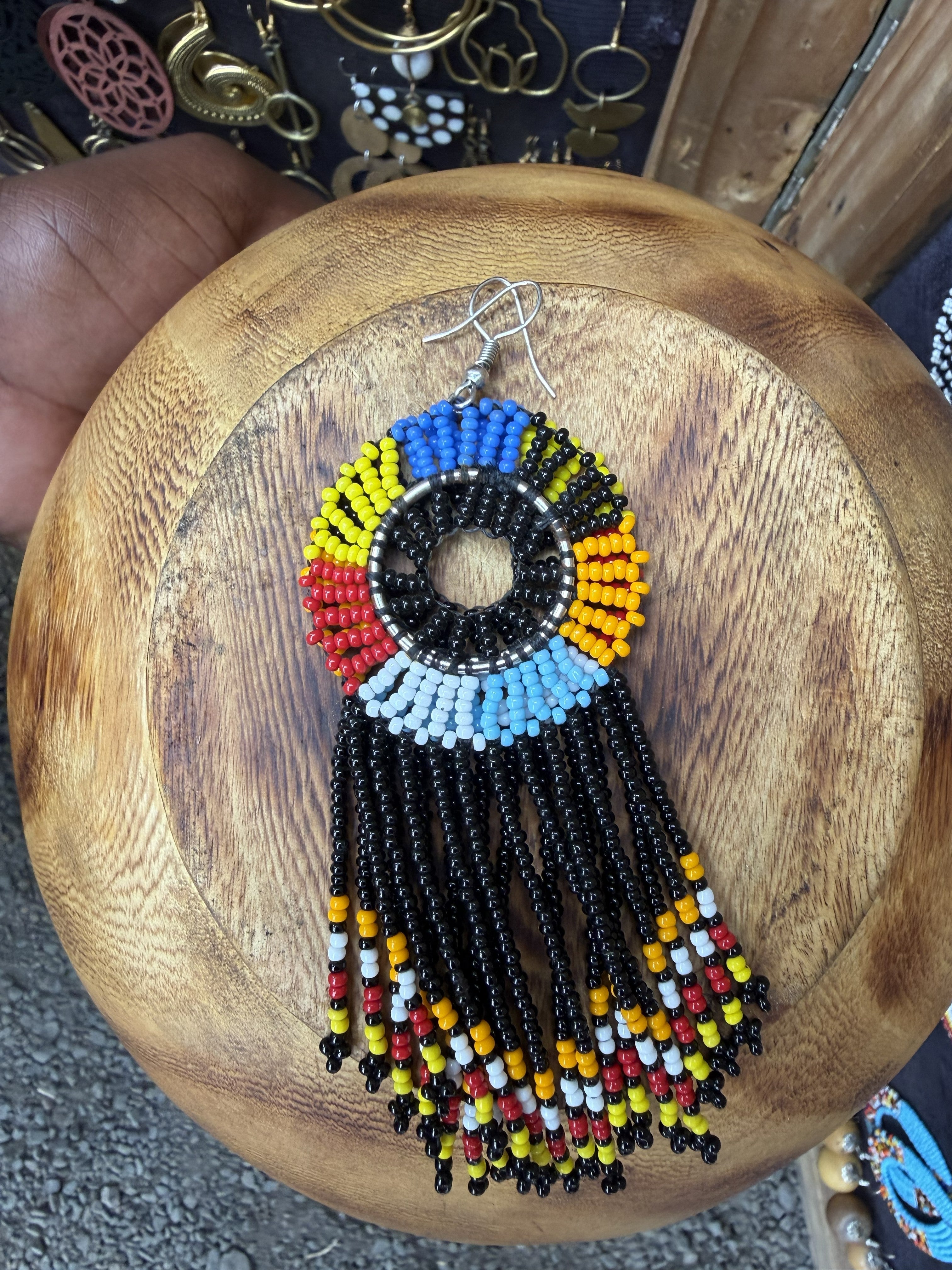 Beaded Sunburst Ring Earrings