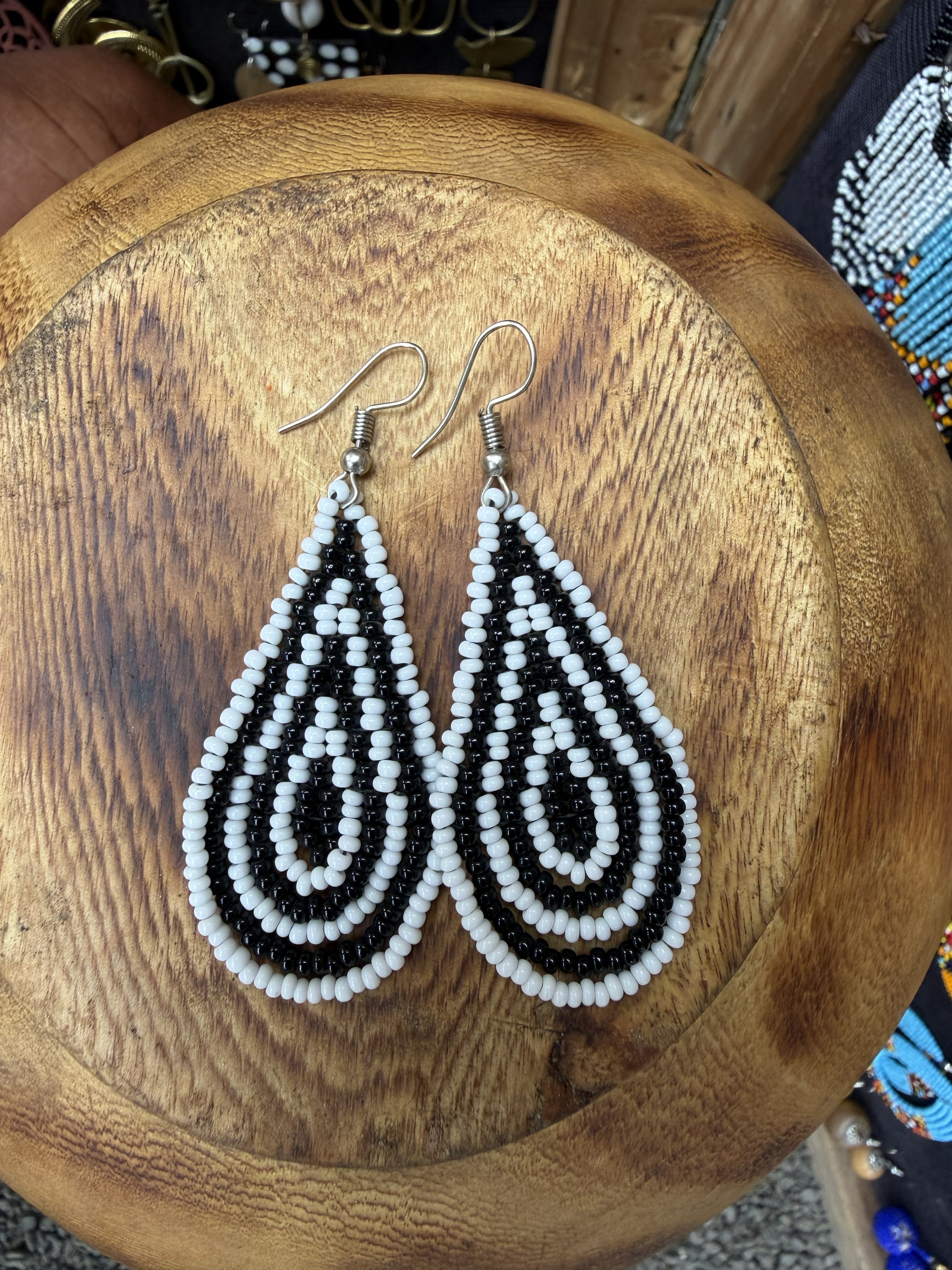 Beaded Spiral Teardrop Earrings