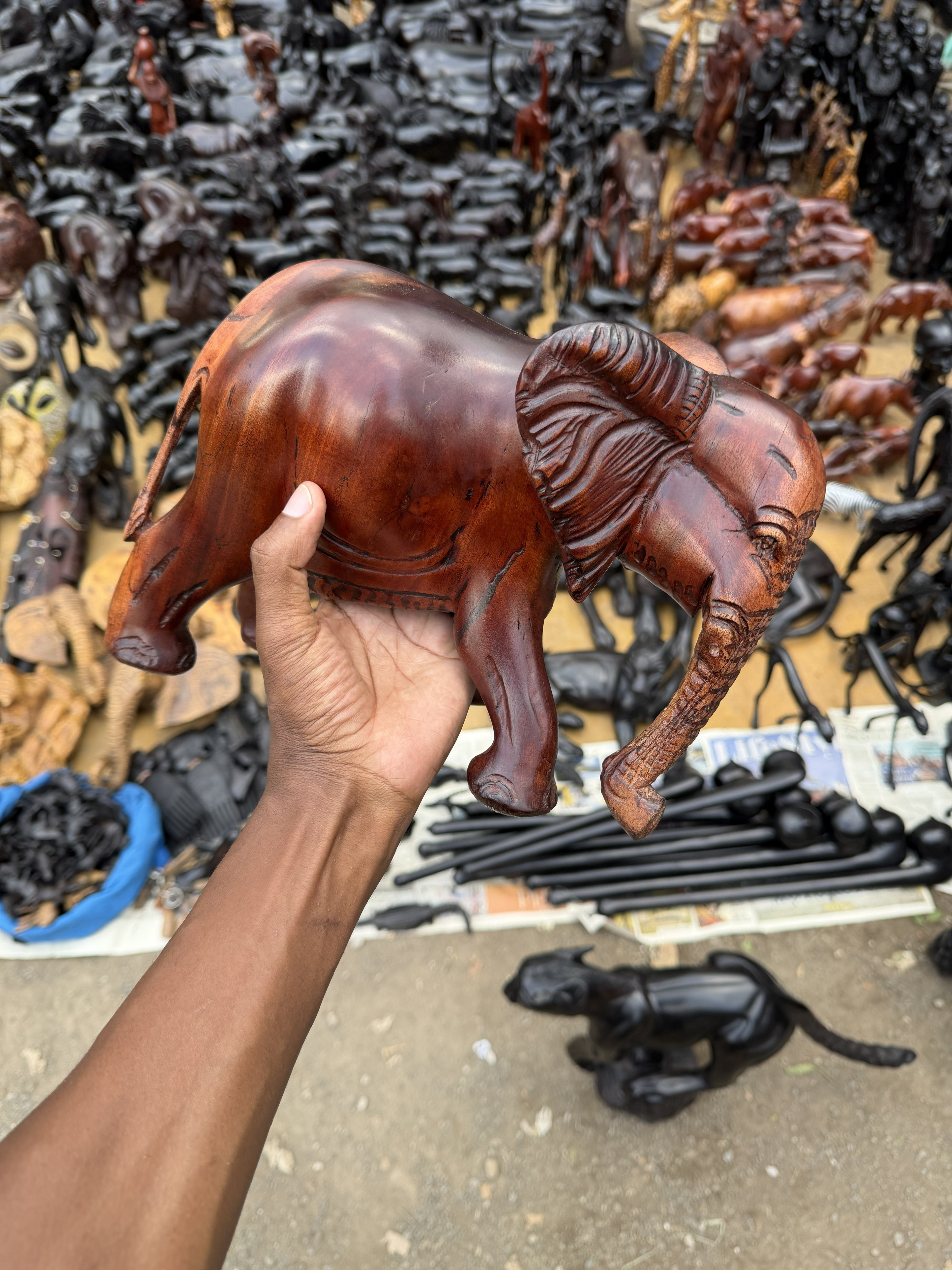 Carved Wooden Elephant Figurine
