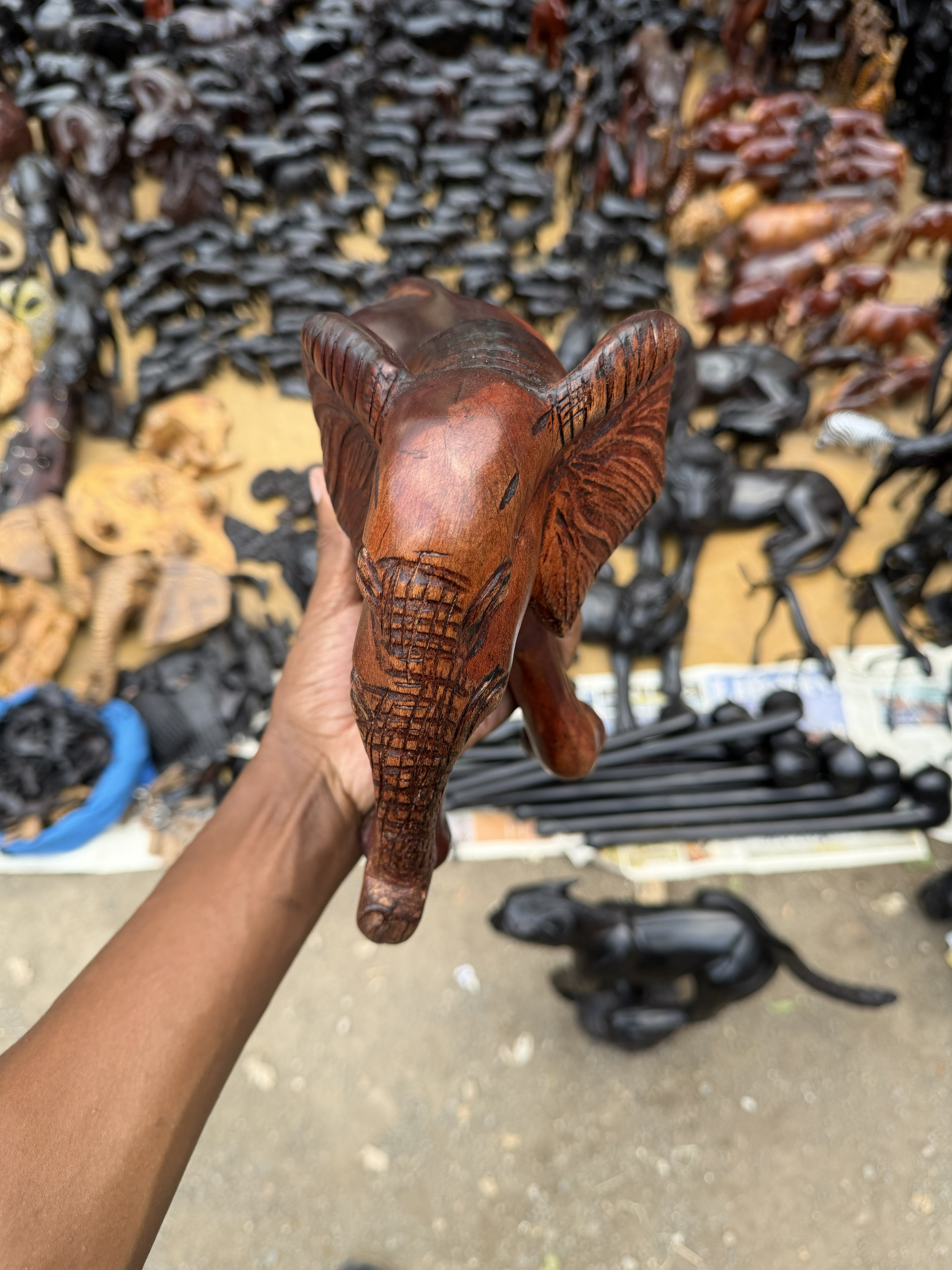 Carved Wooden Elephant Figurine