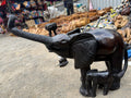 Carved Hardwood Elephant &amp; Calf Sculpture
