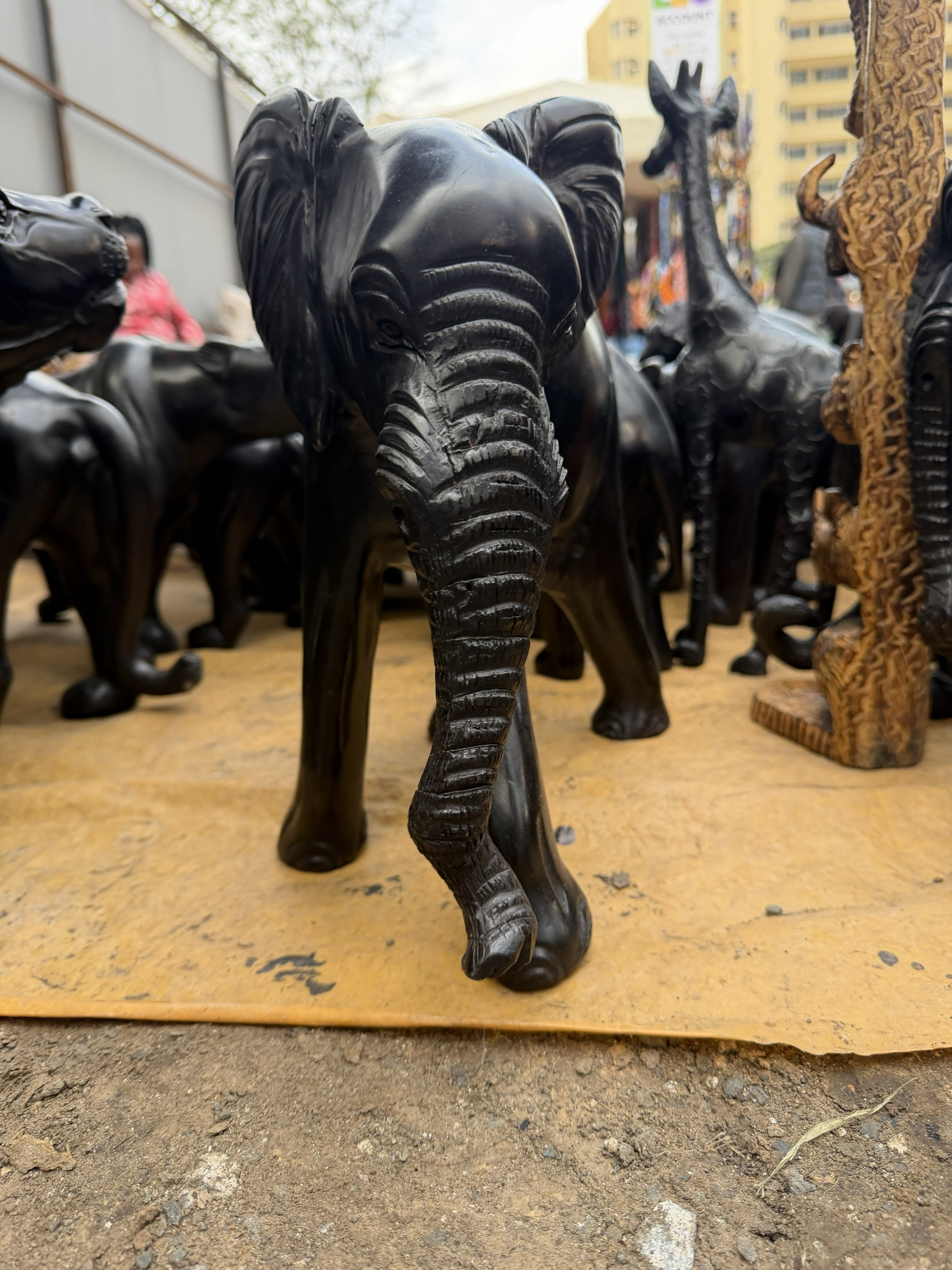 Carved Hardwood Elephant Sculpture