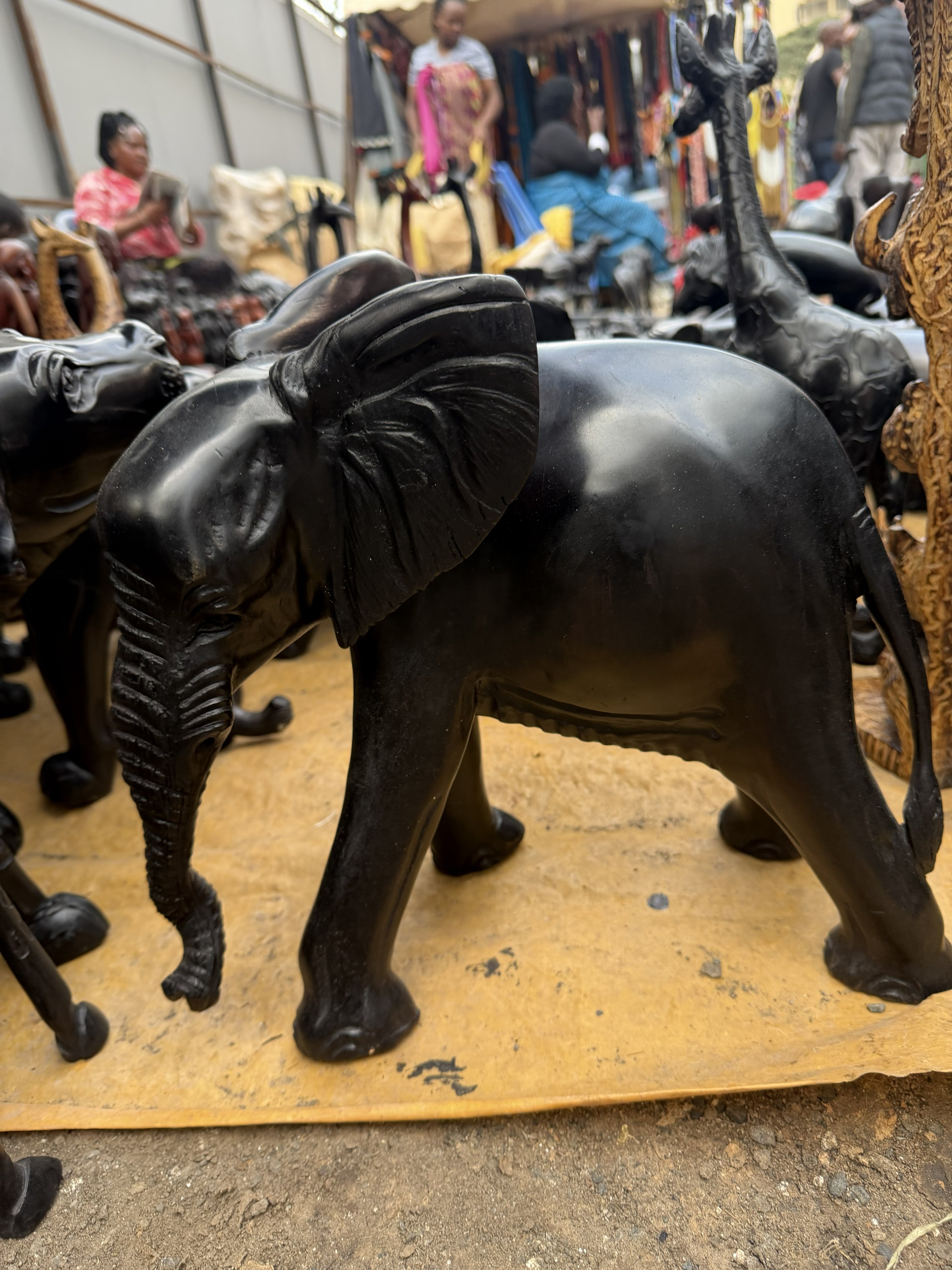 Carved Hardwood Elephant Sculpture