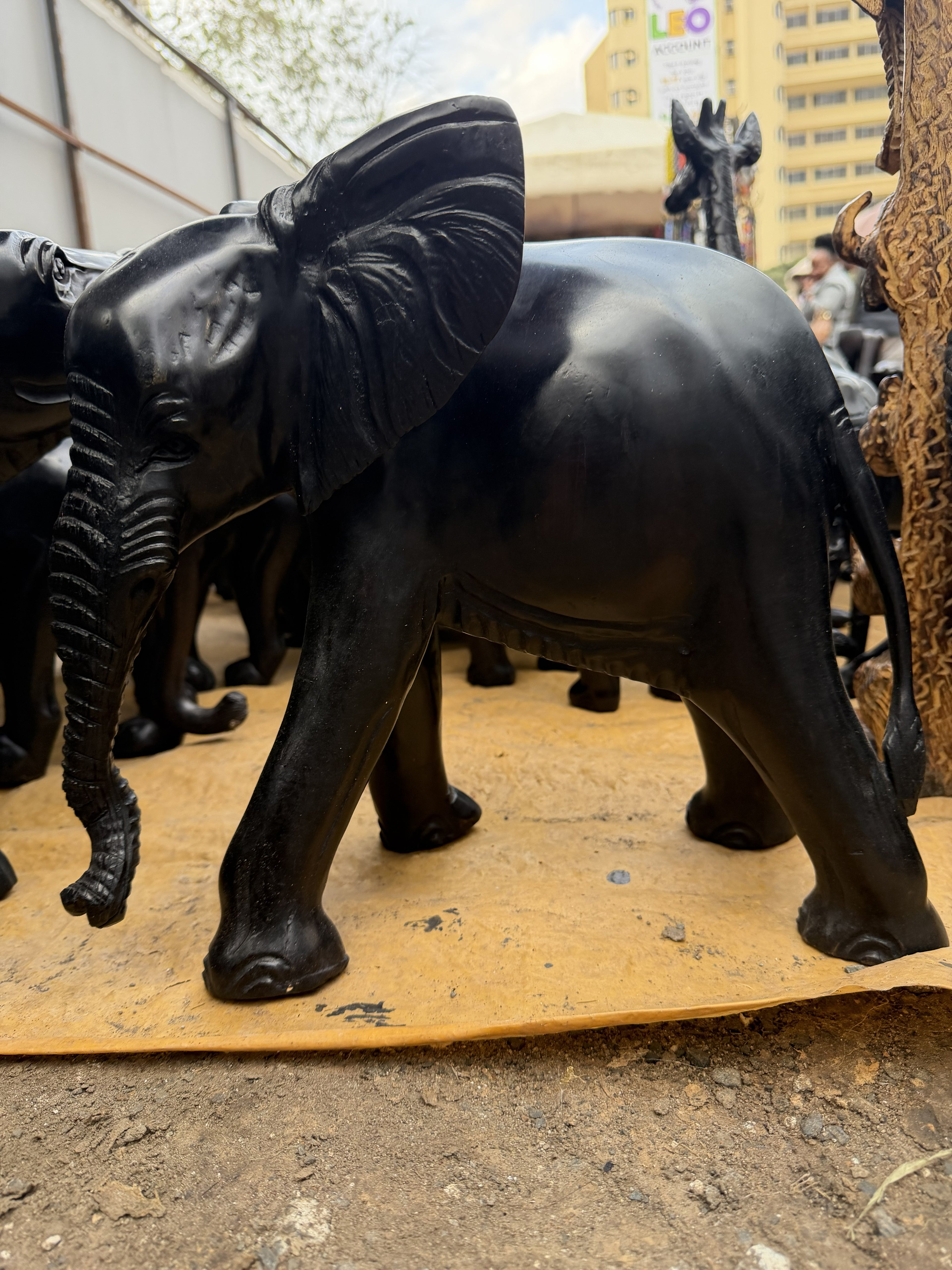 Carved Hardwood Elephant Sculpture