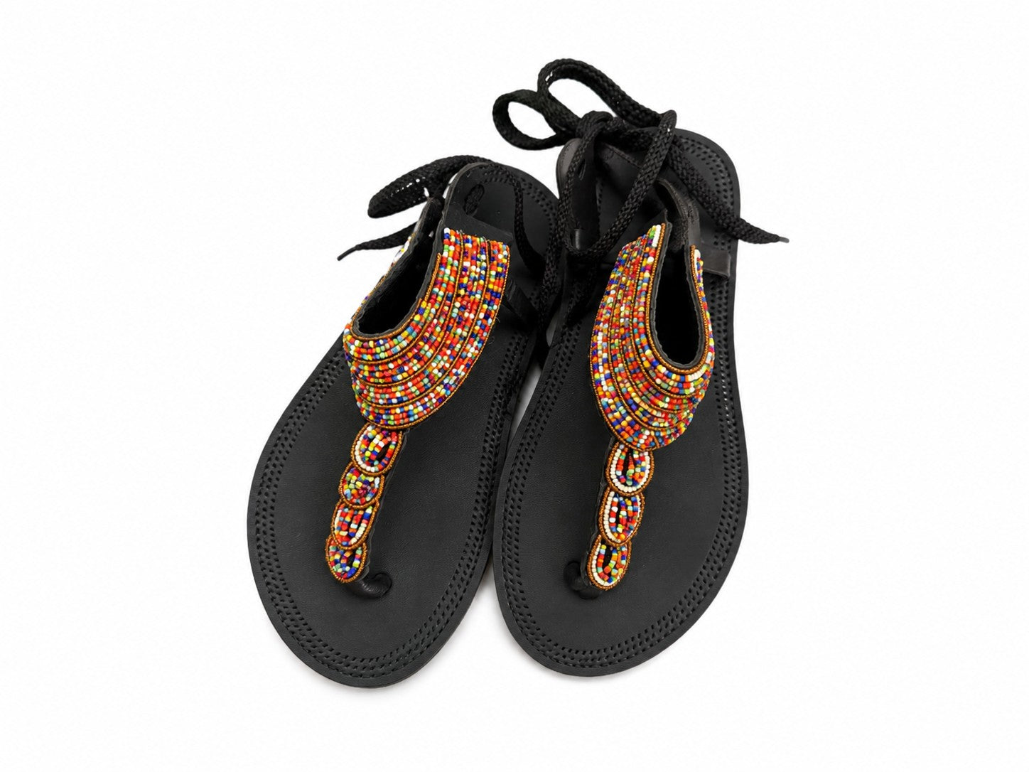 Beaded Lace-Up Gladiator Sandals
