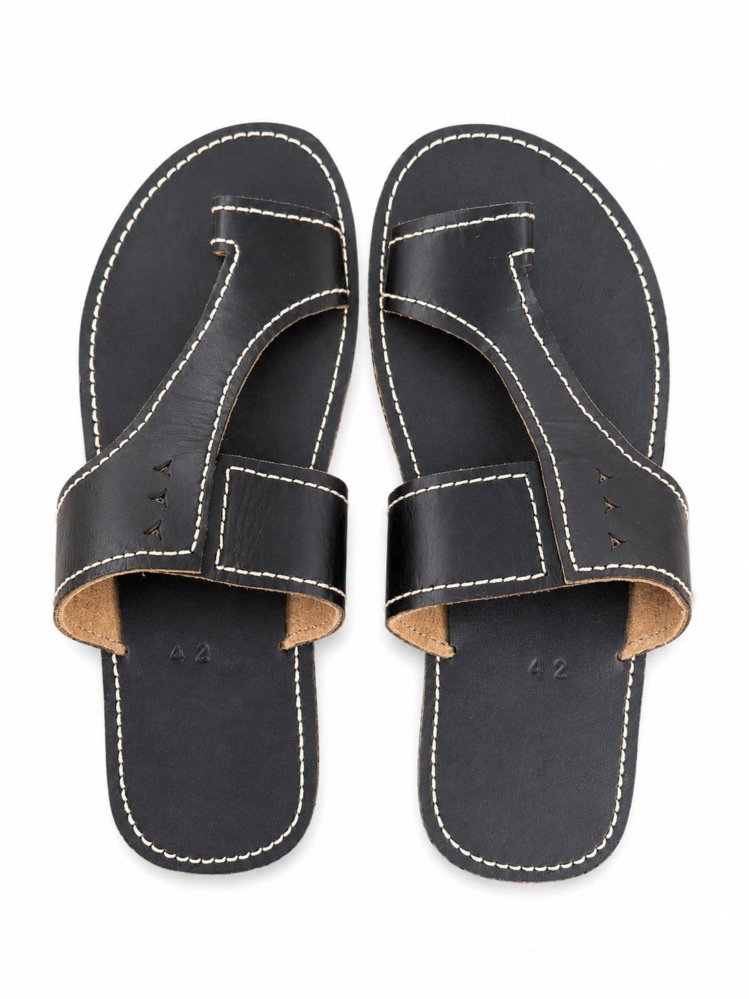 Classic Black Leather Thong Sandals
