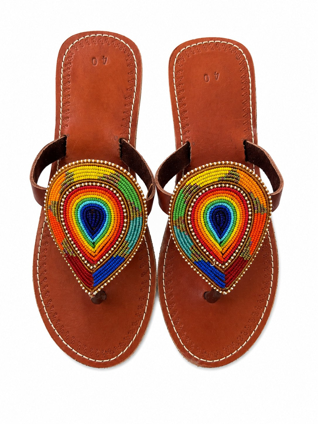 Rainbow Teardrop Beaded Sandals