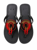 Beaded Medallion Leather Thong Sandals