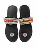 Confetti Beaded Leather Thong Sandals