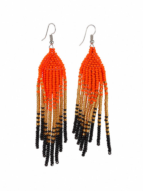 Beaded Fringe Tassel Earrings