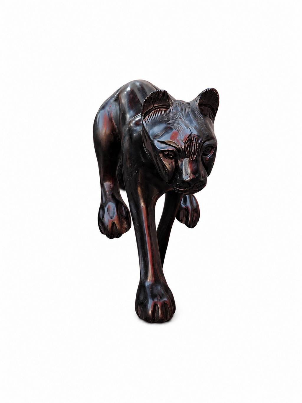 Carved Ebony Cheetah Sculpture