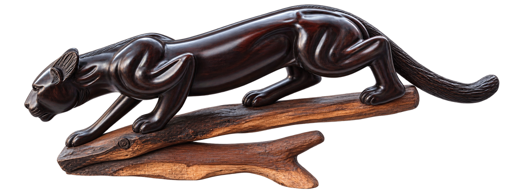 Carved Ebony Cheetah Sculpture