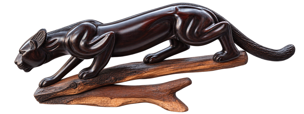 Carved Ebony Cheetah Sculpture