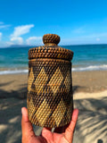 Hand-Woven Cylinder Container with Lid