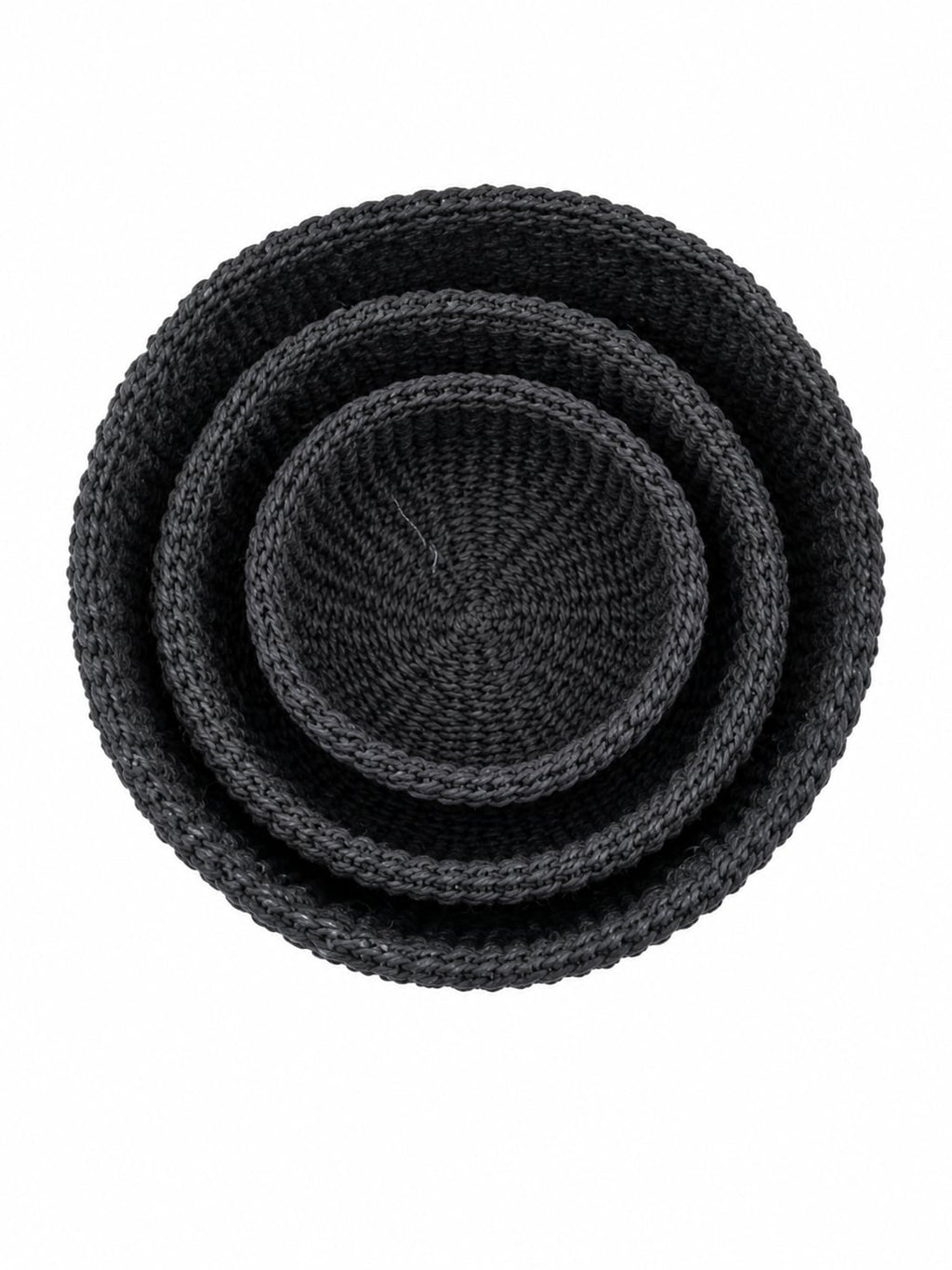 Black Nested Sisal Bowl Set (3-Piece)