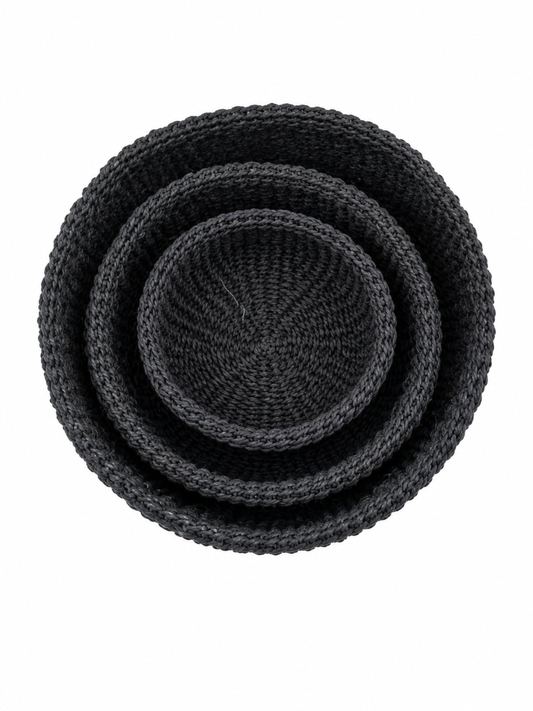 Black Nested Sisal Bowl Set (3-Piece)
