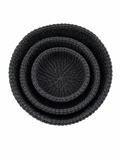 Black Nested Sisal Bowl Set (3-Piece)