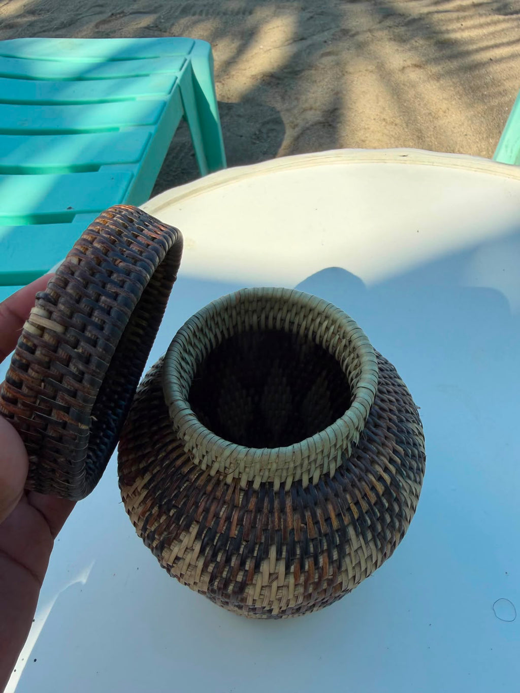Hand-Woven Lidded Storage Jar