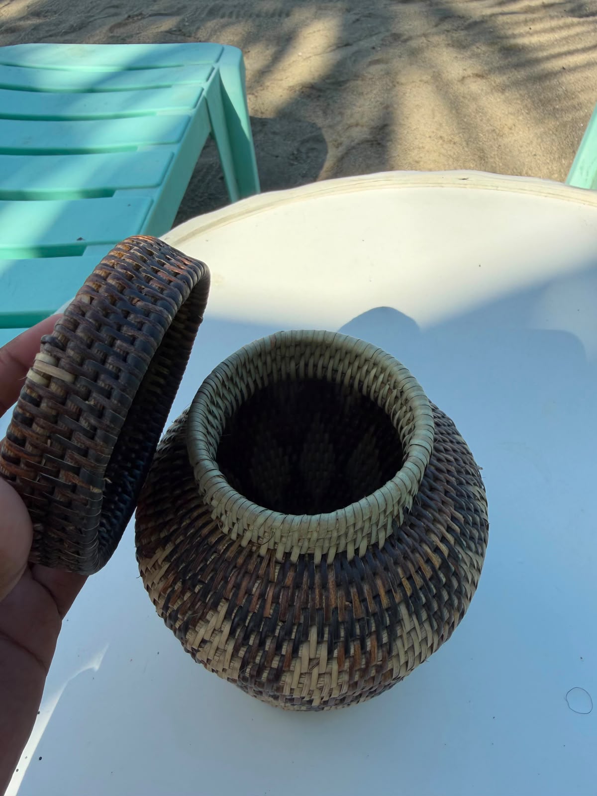 Hand-Woven Lidded Storage Jar